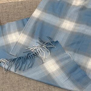 GAP Light Blue and White Fringe Scarf